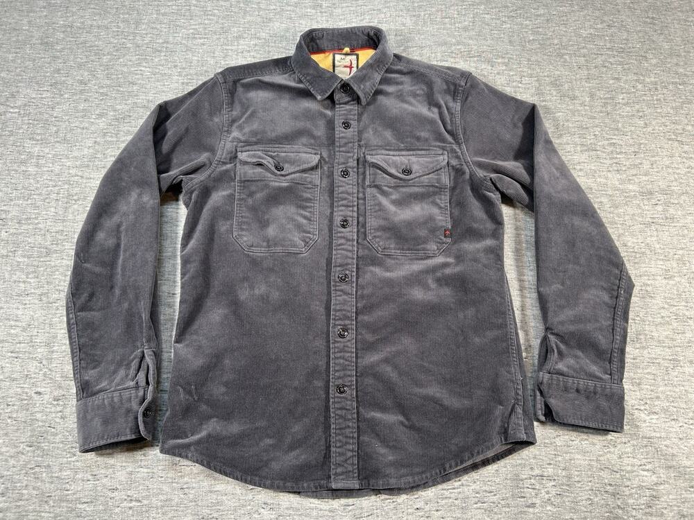 Relwen Corduroy Workshirt Mens Medium Grey Long Sleeve Heavyweight Button-Up